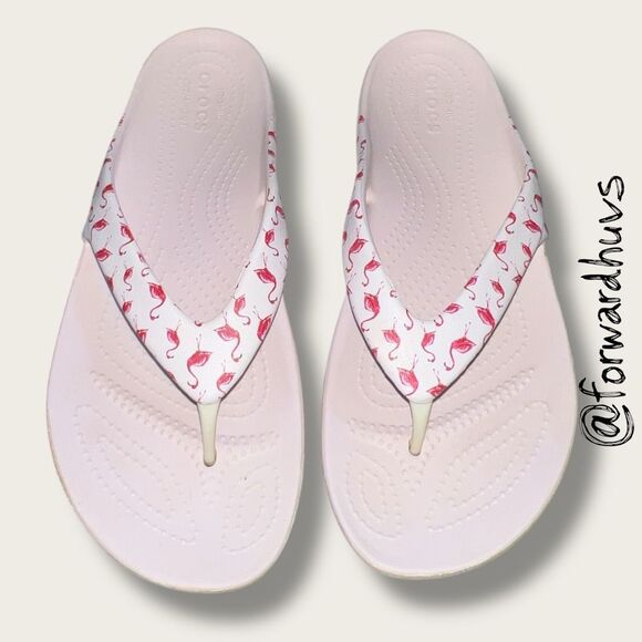 Crocs Kadee II Seasonal Graphic Flip – Flamingo/Barely Pink – Size 9 - Picture 3 of 8